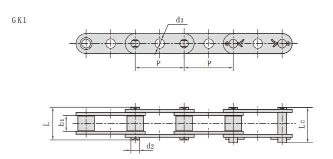 中孔鏈C2050GKF2_雙節距帶中孔輸送鏈